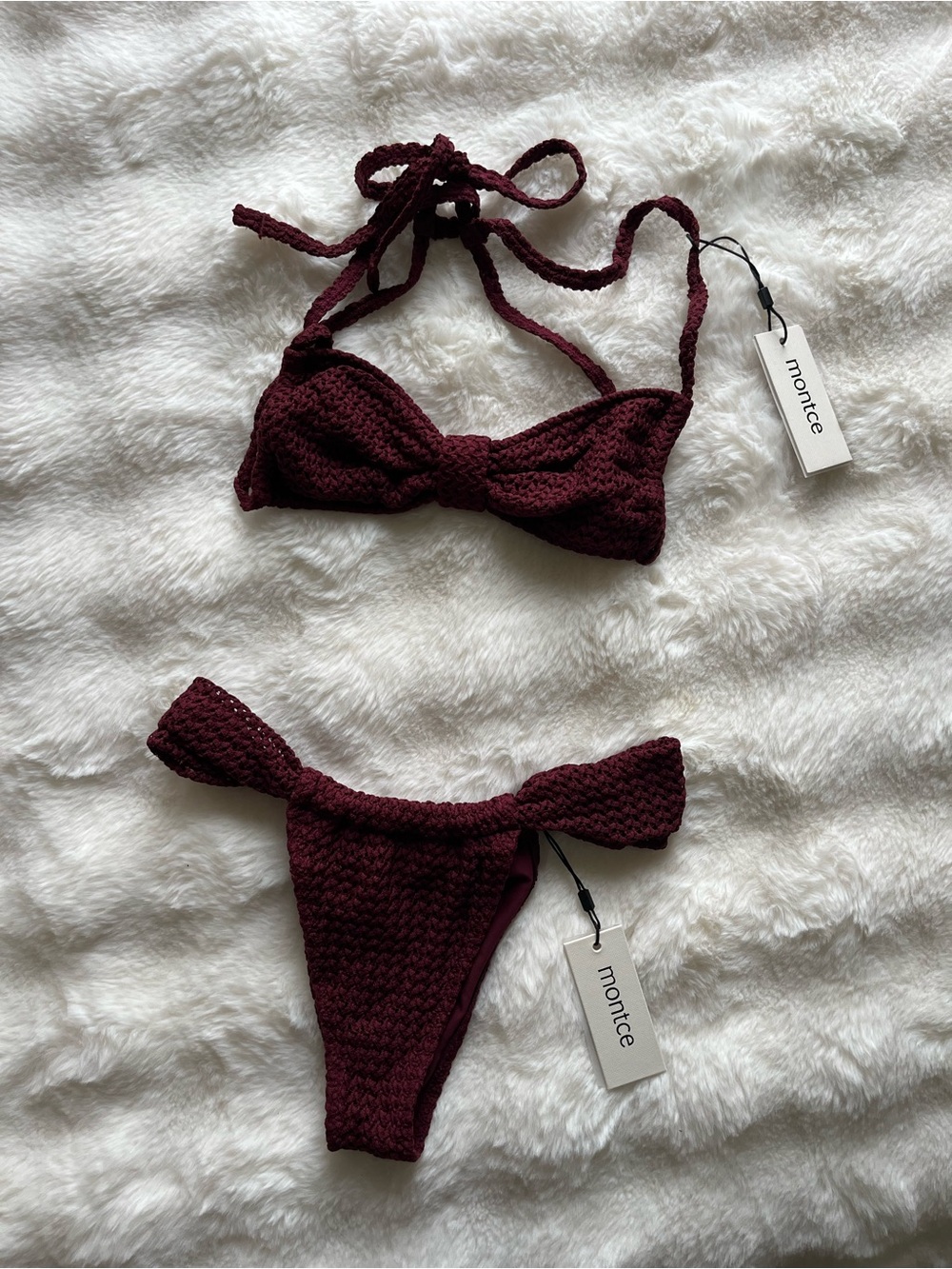 Montce Deep Burgundy Crochet Bikini Set